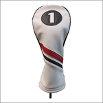 Majek Retro Golf Headcover White Red and Black Vintage Leather Style 1 Driver Head Cover Fits 460cc Drivers