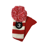 Majek Golf Club 1 3 5 White and Red Limited Edition Driver and Fairway Wood Head Covers Fits 460cc Drivers Tour Knit Retro Vintage Pom Classic Headcovers