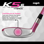 Majek K5s Pink Ladies Golf Hybrids Irons Set Womens All True Hybrid Ultra Light Weight Forgiving Includes 4-SW