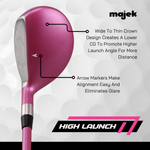Majek K5s Pink Ladies Golf Hybrids Irons Set Womens All True Hybrid Ultra Light Weight Forgiving Includes 4-SW