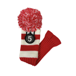 Majek Golf Club 1 3 5 White and Red Limited Edition Driver and Fairway Wood Head Covers Fits 460cc Drivers Tour Knit Retro Vintage Pom Classic Headcovers