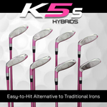 Majek K5s Pink Ladies Golf Hybrids Irons Set Womens All True Hybrid Ultra Light Weight Forgiving Includes 4-SW