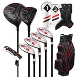Majek Regular Men's Golf Package: 12.5 Driver + #3 Wood + 4,6,8,PW Hybrid Set + P-200 Blade Putter with Headcovers and Golf Bag
