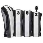 Majek Golf Clubs Premium Protective White Grey & Black Striped Head Covers