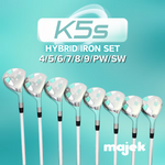 Majek K5s Teal Ladies Golf Hybrids Irons Set Womens All True Hybrid Ultra Light Weight Forgiving Includes 4-SW