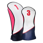 Majek Golf Clubs Premium Protective Navy Blue, Pink, White & Black Head Covers