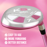 Majek K5s Pink Ladies Golf Hybrids Irons Set Womens All True Hybrid Ultra Light Weight Forgiving Includes 4-SW