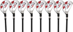 Senior Single Length - One Length Men's Majek Golf All Hybrid Complete Full Set, which Includes: #3 4 5 6 7 8 9 PW Senior Flex Total of 8 Right Handed New Utility “A” Flex Clubs