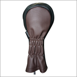 Majek Retro Golf Headcover Brown and Black Vintage Leather Style 1 Driver Head Cover Fits 460cc Drivers