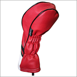 Majek Retro Golf Headcover Red Black and White Vintage Leather Style 1 Driver Head Cover Fits 460cc Drivers