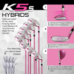 Majek K5s Pink Ladies Golf Hybrids Irons Set Womens All True Hybrid Ultra Light Weight Forgiving Includes 4-SW