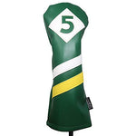 Majek Retro Golf Headcovers Green White and Yellow Vintage Leather Style 1 3 5 X Driver Fairway Head Covers Fits 460cc Drivers Classic Look
