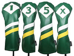 Majek Retro Golf Headcovers Green White and Yellow Vintage Leather Style 1 3 5 X Driver Fairway Head Covers Fits 460cc Drivers Classic Look