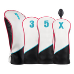 Majek Golf Clubs Premium Protective Pink Teal White and Black Head Covers