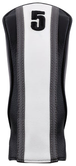 Majek Golf Clubs Premium Protective White Grey & Black Striped Head Covers