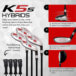 Majek Regular Men's Golf Package: 12.5 Driver + #3 Wood + 4,6,8,PW Hybrid Set + P-200 Blade Putter with Headcovers and Golf Bag