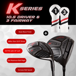 Majek Regular Men's Golf Package: 10.5 Driver + #3 Wood + 4,6,8,PW Hybrid Set + P-200 Blade Putter with Headcovers and Golf Bag