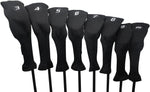 Majek All Hybrid Golf Club Black Sleek Tight Fit Headcover Set and Individual #3-SW Acrylic Head Covers