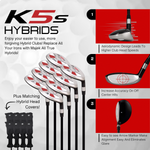 Majek Lady Golf Package: 12.5 Driver + 3/5 Wood + 3-PW Hybrid Set + P-200 Blade Putter with Headcovers and Black Teal Golf Bag