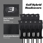 Majek All Hybrid Golf Club Black Sleek Tight Fit Headcover Set 3-SW Acrylic Head Covers