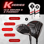 Majek Regular Men's Golf Package: 12.5 Driver + #3 Wood + 4,6,8,PW Hybrid Set + P-200 Blade Putter with Headcovers and Golf Bag