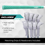 Majek K5s Teal Ladies Golf Hybrids Irons Set Womens All True Hybrid Ultra Light Weight Forgiving Includes 4-SW