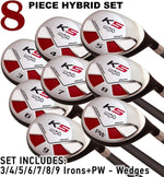 Senior Single Length - One Length Men's Majek Golf All Hybrid Complete Full Set, which Includes: #3 4 5 6 7 8 9 PW Senior Flex Total of 8 Right Handed New Utility “A” Flex Clubs