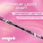 Majek K5s Pink Ladies Golf Hybrids Irons Set Womens All True Hybrid Ultra Light Weight Forgiving Includes 4-SW