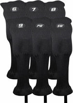 Majek All Hybrid Golf Club Black Sleek Tight Fit Headcover Set and Individual #3-SW Acrylic Head Covers