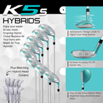 Majek K5s Teal Ladies Golf Hybrids Irons Set Womens All True Hybrid Ultra Light Weight Forgiving Includes 4-SW