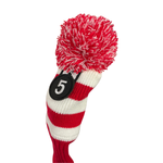 Majek Golf Club 1 3 5 White and Red Limited Edition Driver and Fairway Wood Head Covers Fits 460cc Drivers Tour Knit Retro Vintage Pom Classic Headcovers