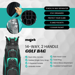 Majek Lady Golf Package: 12.5 Driver + 3/5 Wood + 3-PW Hybrid Set + P-200 Blade Putter with Headcovers and Black Teal Golf Bag