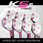 Majek K5s Pink Ladies Golf Hybrids Irons Set Womens All True Hybrid Ultra Light Weight Forgiving Includes 4-SW