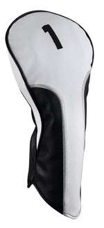 Majek Golf Clubs Premium Protective White Silver & Black Striped  Driver and Fairway Wood Head Covers #1/3/5/X