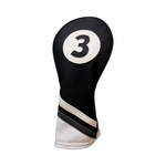 Majek Golf Headcovers Black and White Leather Style Driver Fairway Hybrid Head Covers Fits 460cc Drivers