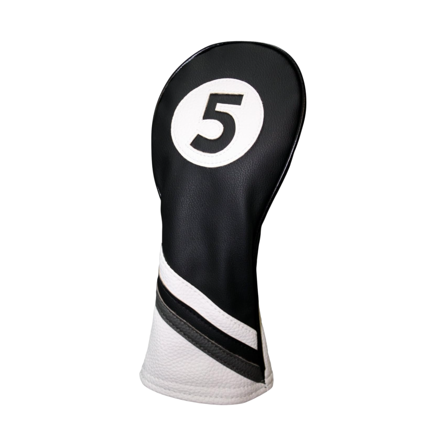 Majek Golf Headcovers Black and White Leather Style Driver Fairway Hybrid Head Covers Fits 460cc Drivers