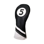 Majek Golf Headcovers Black and White Leather Style Driver Fairway Hybrid Head Covers Fits 460cc Drivers