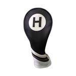 Majek Golf Headcovers Black and White Leather Style Driver Fairway Hybrid Head Covers Fits 460cc Drivers