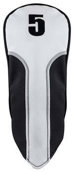 Majek Golf Clubs Premium Protective White Silver & Black Striped  Driver and Fairway Wood Head Covers #1/3/5/X