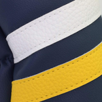 Majek Retro Golf Headcovers Blue White and Yellow Vintage Leather Style 1 3 5 Driver Fairway and Hybrid Head Covers Fits 460cc Drivers Classic Look