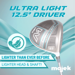 Majek Womens High Launch Golf Driver White K Series 460cc 12.5° Titanium Face Light Weight Driver Right Handed Woman Ultra Forgiving Ladies Flex