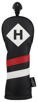 Majek Retro Golf Headcovers Black Red and White Vintage Leather Style 1 3 5 X H Driver Fairway and Hybrid Head Covers Fits 460cc Drivers Classic Look