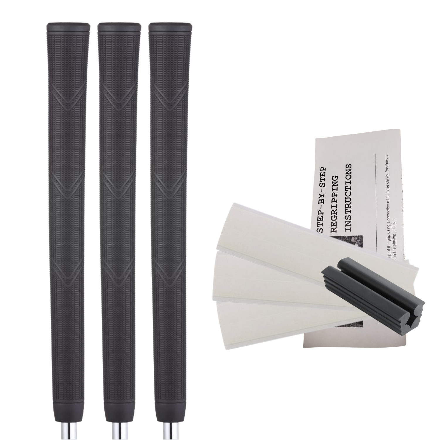 Grip Kit: Tape + Clamp Majek Golf Club Grips Super Jumbo Arthritic Extra Large Tour 360 Degree Black - NO LOGO - Round .600 Extra Large XL XXL Great for Tall Golfers with Big Hands - Premium Rubber Golf Grips -High Traction Grips