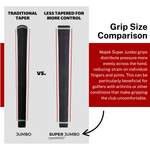 Majek Golf Club Grips Super Jumbo Extra Large Tour 360 Degree Black - NO LOGO - Round .600 Extra Large XL XXL Great for Tall Golfers with Big Hands - Premium Rubber Golf Grips -High Traction