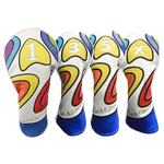 Majek Retro Golf Headcover Limited Edition Vintage Leather Style Psychedelic Colorful Groovy Custom Design #1 3 5 X H Driver Fairway Woods and Hybrid Head Cover
