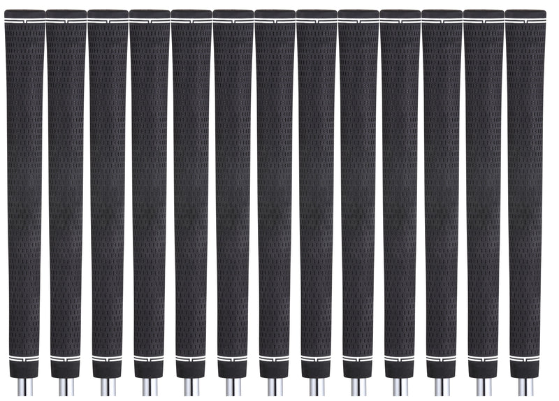 Majek Golf Club Grips Super Jumbo Extra Large Tour 360 Degree Black - NO LOGO - Round .600 Extra Large XL XXL Great for Tall Golfers with Big Hands - Premium Rubber Golf Grips -High Traction
