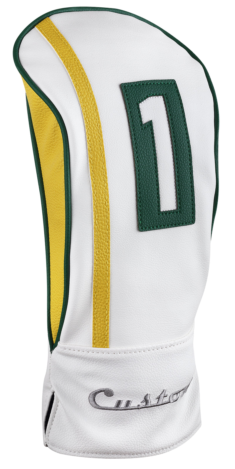 Majek Golf Clubs Premium Protective White Green & Yellow Head Covers