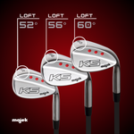 Majek K5 Golf Men's Complete Wedge Set: 52° Gap Wedge (GW), 56° Sand Wedge (SW), 60° Lob Wedge (LW) Right Handed Tall +1 inch Regular Flex Graphite Shaft
