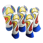 Majek Retro Golf Headcover Limited Edition Vintage Leather Style Psychedelic Colorful Groovy Custom Design #1 3 5 X H Driver Fairway Woods and Hybrid Head Cover