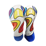 Majek Retro Golf Headcover Limited Edition Vintage Leather Style Psychedelic Colorful Groovy Custom Design #1 3 5 X H Driver Fairway Woods and Hybrid Head Cover
